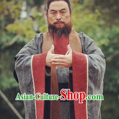 Chinese Ancient Warring States Time Qin State Emperor Ying Ji Replica Costume for Men