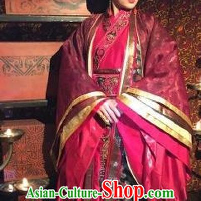 Traditional Chinese Ancient Chu Kingdom Queen Wei Dress Embroidered Replica Costume for Women
