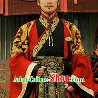 Traditional Chinese Ancient Warring States Period Chu State Emperor Mi Huai Replica Costume for Men