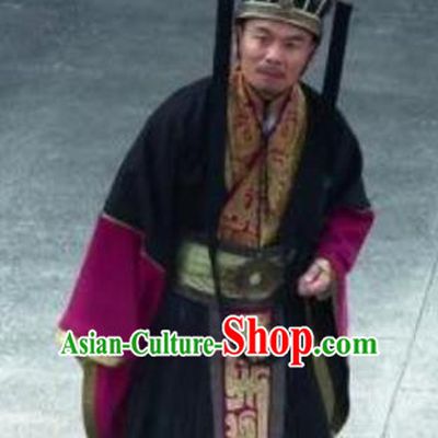 Traditional Chinese Ancient Qin State Minister Replica Costume for Men