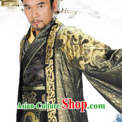 Traditional Chinese Warring States Period Chu State King Mi Shang Replica Costume for Men