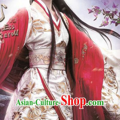 Chinese Ancient Han Dynasty Matrimony Princess Jie You Hanfu Embroidered Replica Costume for Women