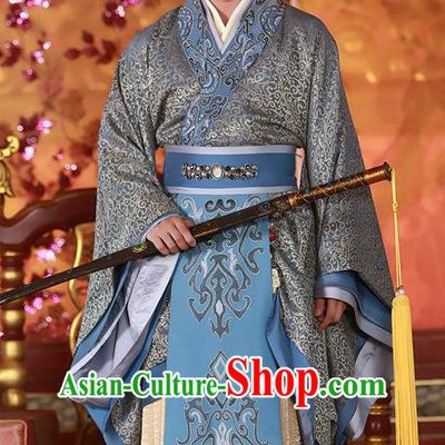 Ancient Chinese Han Dynasty Emperor Wu Liu Che Replica Costume for Men
