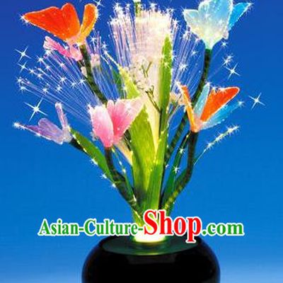 Traditional Handmade Chinese Bonsai Butterfly Lanterns Electric Blue LED Lights Lamps Desk Lamp Decoration