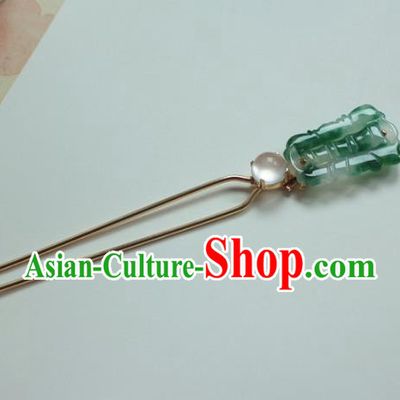 Traditional Chinese Ancient Classical Hair Accessories Handmade Jade Hairpins for Women