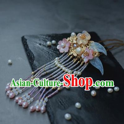Traditional Chinese Ancient Tassel Step Shake Classical Hair Accessories Handmade Flowers Hairpins for Women