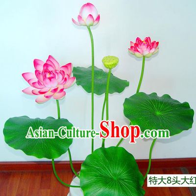 Traditional Handmade Chinese Red Lotus Bonsai Decoration Buddhist Temple Decoration