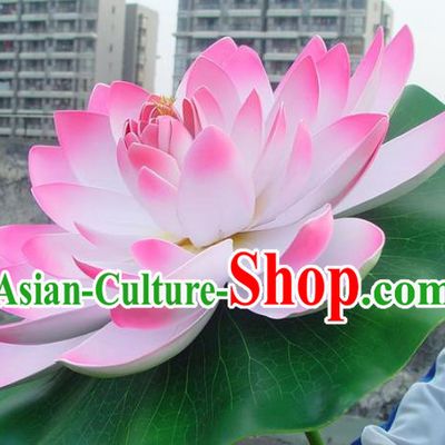 Traditional Handmade Chinese Pink Lotus Props Folk Dance Decoration