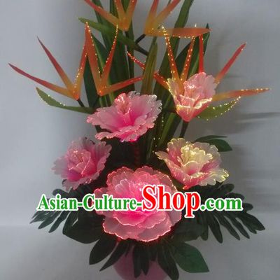 Traditional Handmade Chinese Peony Flowers Electric LED Lights Lamps Lamp Decoration