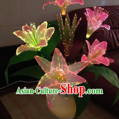 Traditional Handmade Chinese Lily Flowers Electric LED Lights Lamps Lamp Decoration