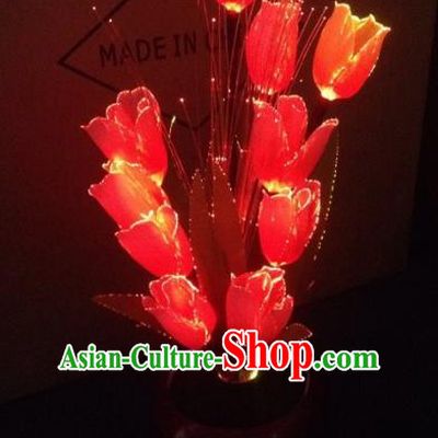 Traditional Handmade Chinese Red Tulip Lanterns Electric LED Lights Lamps Desk Lamp Decoration