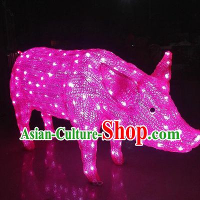 Traditional Handmade Chinese Zodiac Pig Electric LED Lights Lamps Lamp Decoration