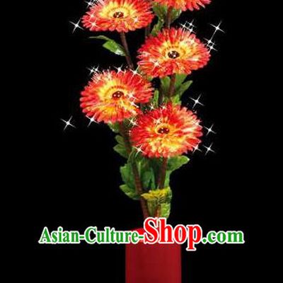 Traditional Handmade Chinese Red Chrysanthemum Lanterns Electric LED Lights Lamps Desk Lamp Decoration