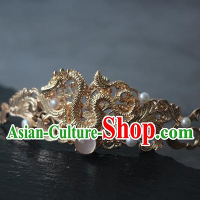 Traditional Chinese Ancient Handmade Dragon Hairdo Crown Hair Stick Classical Hair Accessories Hairpins for Women
