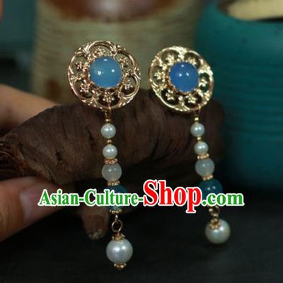 Traditional Chinese Ancient Handmade Blue Hair Stick Classical Hair Accessories Hairpins for Women