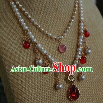 Traditional Chinese Ancient Handmade Hanfu Pearls Necklace for Women