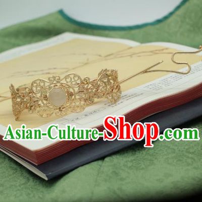 Traditional Chinese Ancient Handmade Golden Phoenix Coronet Classical Hair Accessories Tassel Hairpins for Women