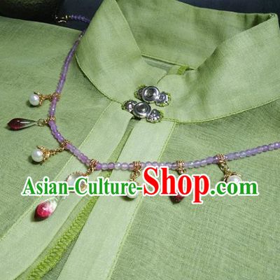 Traditional Chinese Ancient Handmade Necklace Hanfu Purple Beads Necklets for Women