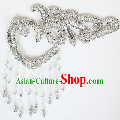 Chinese Traditional Folk Dance Hair Accessories Yangko Dance Argentate Sequins Headwear for Women
