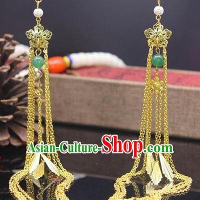 Chinese Traditional Classical Accessories Long Tassel Earrings Headwear for Women
