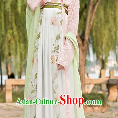 Traditional Chinese Ancient Court Lady Embroidered Costume Tang Dynasty Princess Hanfu Dress for Women