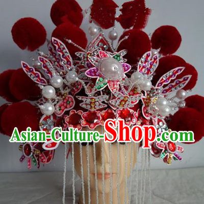 Chinese Traditional Phoenix Coronet Hair Accessories Classical Dance Beijing Opera Actress Headwear for Women