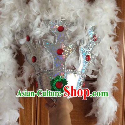 Traditional Samba Dance Hair Accessories Brazilian Carnival White Feather Headdress Headwear for Women