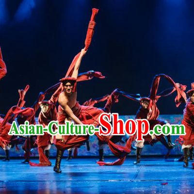 Traditional Chinese Tibetan Folk Dance Embroidered Costume, China Zang Ethnic Minority Dance Clothing for Men