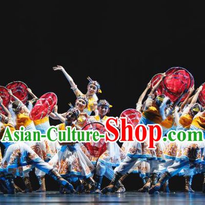 Traditional Chinese National Minority Folk Dance Costume, Children Mongolian Classical Dance Yangge Clothing for Kids