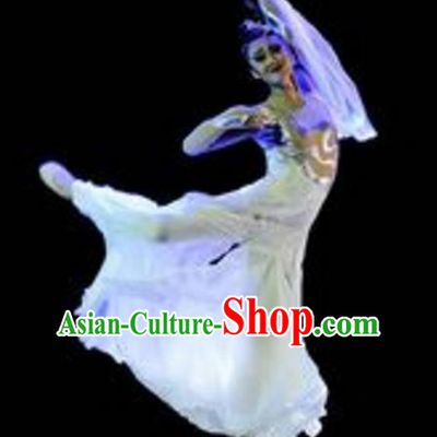 Traditional Chinese Folk Dance Umbrella Dance Costume, China Yangko Classical Dance Dress Clothing for Women