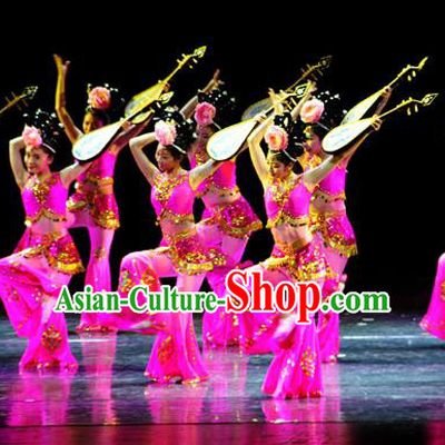 Traditional Chinese Classical Dance Dunhuang Flying Apsaras Costume, China Folk Dance Stage Performance Dance Dress Clothing for Women