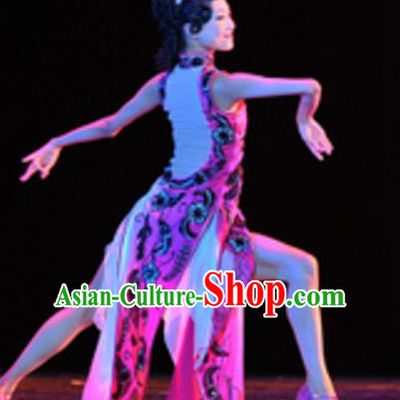Traditional Chinese Folk Peacock Dance Classical Dance Costume, China Stage Performance Pavane Dance Dress Clothing for Women