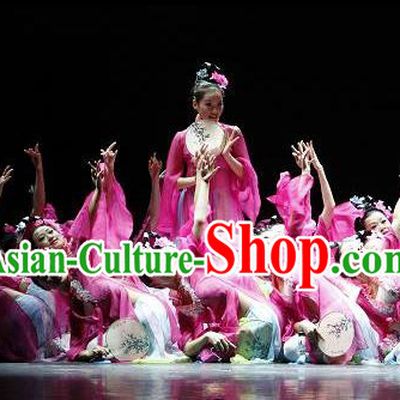 Chinese Traditional Folk Dance Costume, China Classical Dance Pink Dress Clothing for Women