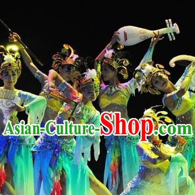 Chinese Traditional Folk Dance Stage Performance Costume, China Classical Dance Dress Ancient Clothing for Women
