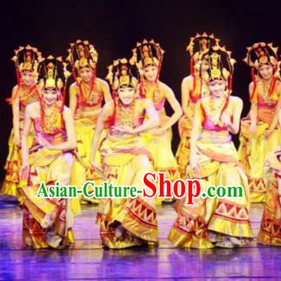 Chinese Traditional Folk Dance Stage Performance Costume, China Classical Dance Ethnic Minority Clothing for Women