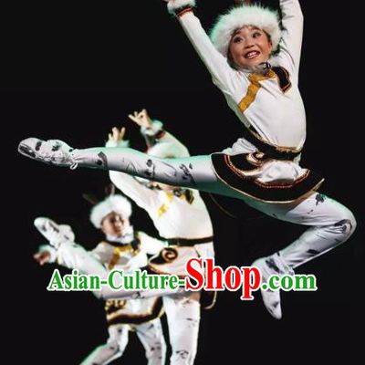 Chinese Traditional Stage Performance Costume, China Mongol Nationality Folk Dance Clothing for Children