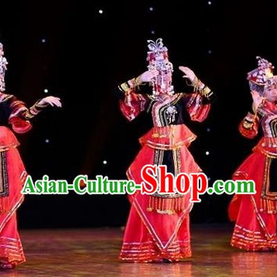 Traditional Chinese Yangko Dance Ethnic Costume, Folk Dance Miao Minority Nationality Dance Clothing for Women