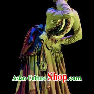 Traditional Chinese Tibetan Dance Ethnic Costume, Folk Dance Zang Minority Nationality Dance Clothing for Women