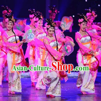 Chinese Traditional Folk Dance Costume, China Classical Dance Hanfu Dress Stage Performance Clothing for Women