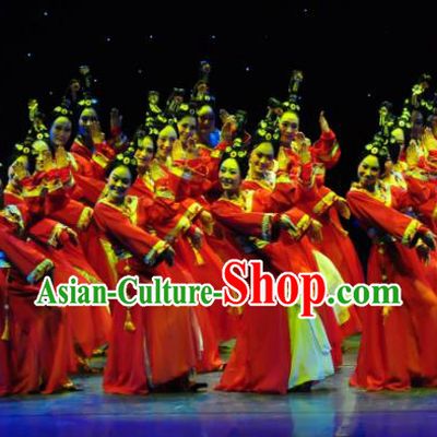 Traditional Chinese Ancient Dance Costume, China Folk Dance Classical Dance Hanfu Embroidery Clothing for Women
