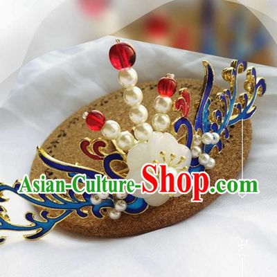 Chinese Traditional Ancient Hair Accessories Classical Blueing Hair Comb Hanfu Hairpins for Women