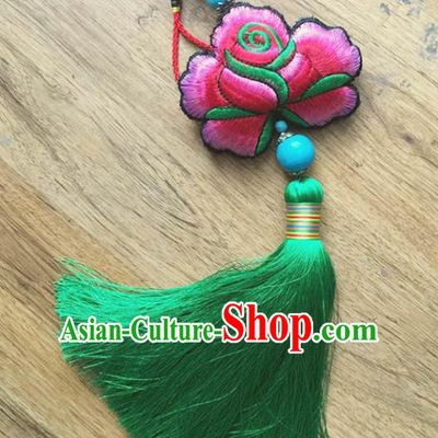 Chinese Traditional Embroidery Pendant Classical Handmade Embroidered Pink Lotus Craft for Women