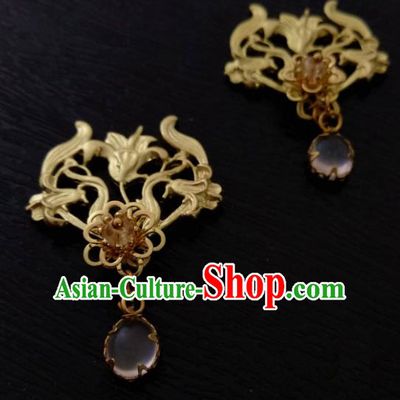 Chinese Traditional Ancient Hair Accessories Classical Brass Hairpins Hanfu Hair Stick Headwear for Women
