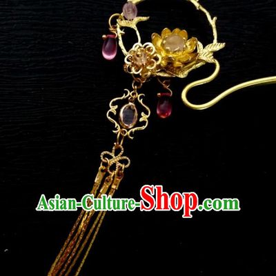 Chinese Traditional Ancient Hair Accessories Classical Colored Glaze Hairpins Hanfu Tassel Step Shake Stick Headwear for Women