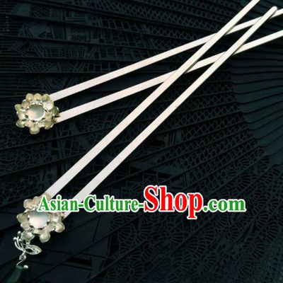 Chinese Traditional Ancient Hair Accessories Classical Hanfu Green Grass Hairpins for Women