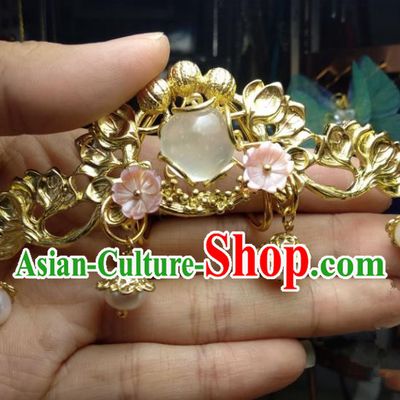 Chinese Traditional Ancient Hair Accessories Classical Brass Hair Crown Hanfu Hairpins for Women