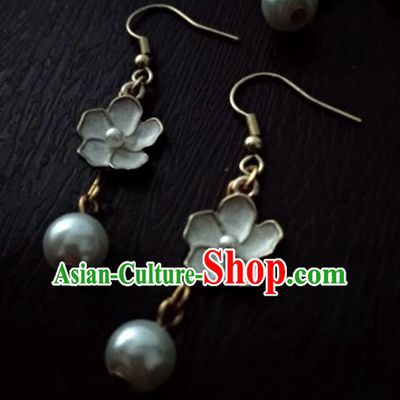 Chinese Traditional Ancient Accessories Earrings Classical Hanfu Flowers Eardrop for Women