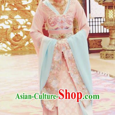 Chinese Ancient Palace Lady Hanfu Dress Tang Dynasty Imperial Concubine Embroidered Historical Costumes for Women