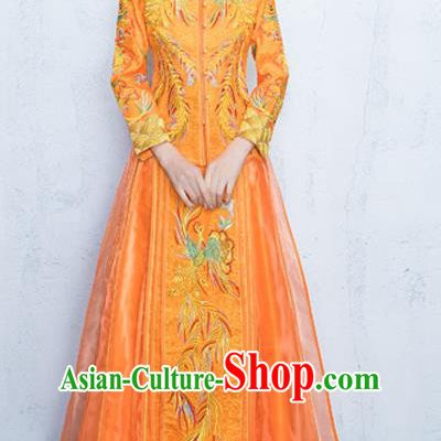 Chinese Traditional Bride Trailing Toast Clothing Embroidered Xiuhe Suits Ancient Bottom Drawer Wedding Costumes for Women
