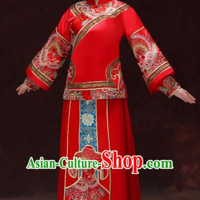 Chinese Traditional Red Xiuhe Suits Bride Toast Clothing Ancient Embroidery Peony Bottom Drawer Wedding Costumes for Women